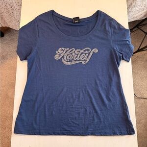 Harley Davidson Motorcycles Short Sleeve Sequin T-Shirt Womens Size 2X Mile High